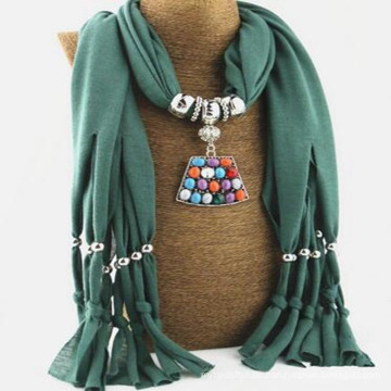 Frauen Solide Quaste Halskette Schal Anhänger Schal